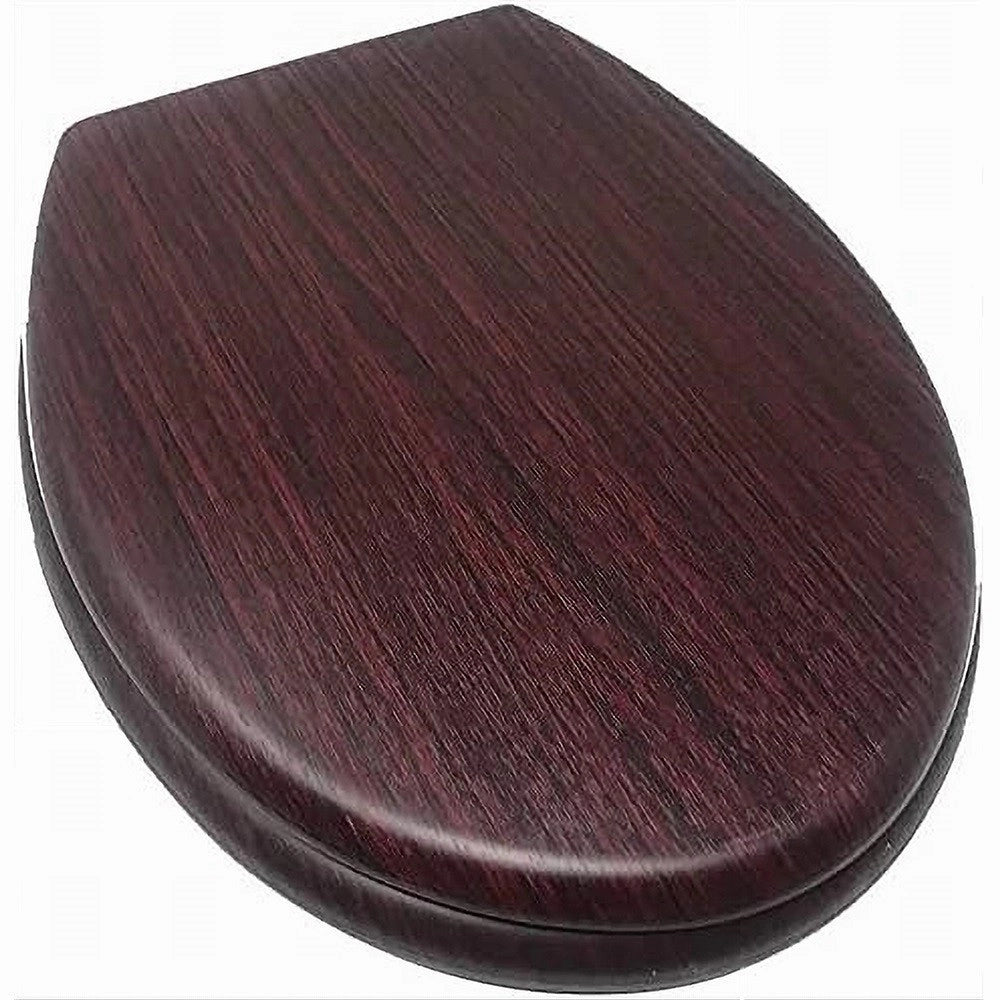 Trade Shop - Copriwater Universale In Legno Mdf Tavoletta Bagno Wc Cerniere Legno Scuro 52947a -