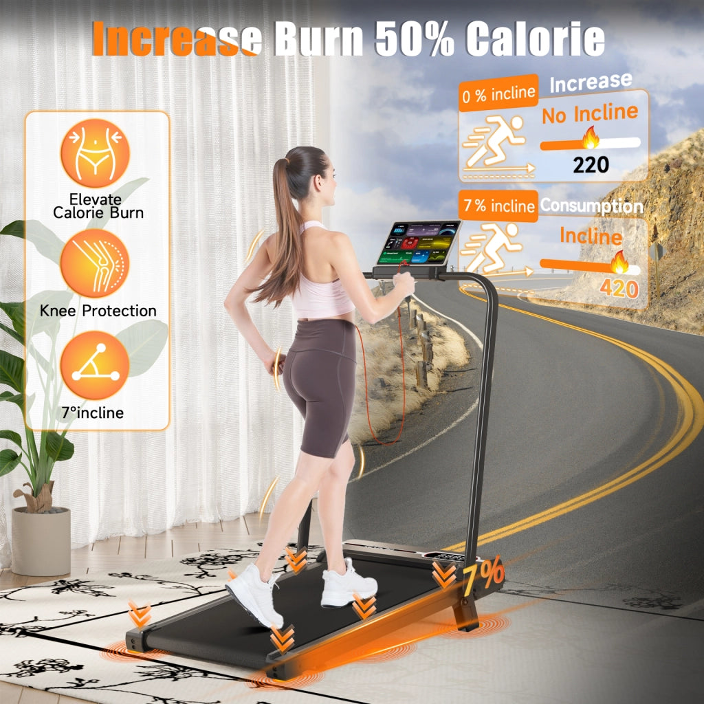 Tapis roulant 3 in 1, tappeto da camminata compatto da 1 a 8 km/h per casa e ufficio con display LED e regolazione dell'inclinazione