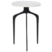 Tavolino Piano in marmo bianco 3 gambe in metallo nero 36 x 36 cm Rotondo Glam Soggiorno moderno Camera da letto