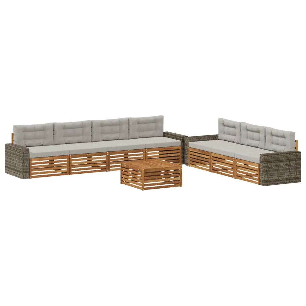 Set di divani da esterno 8 pcs Naturale e Grigio Chiaro