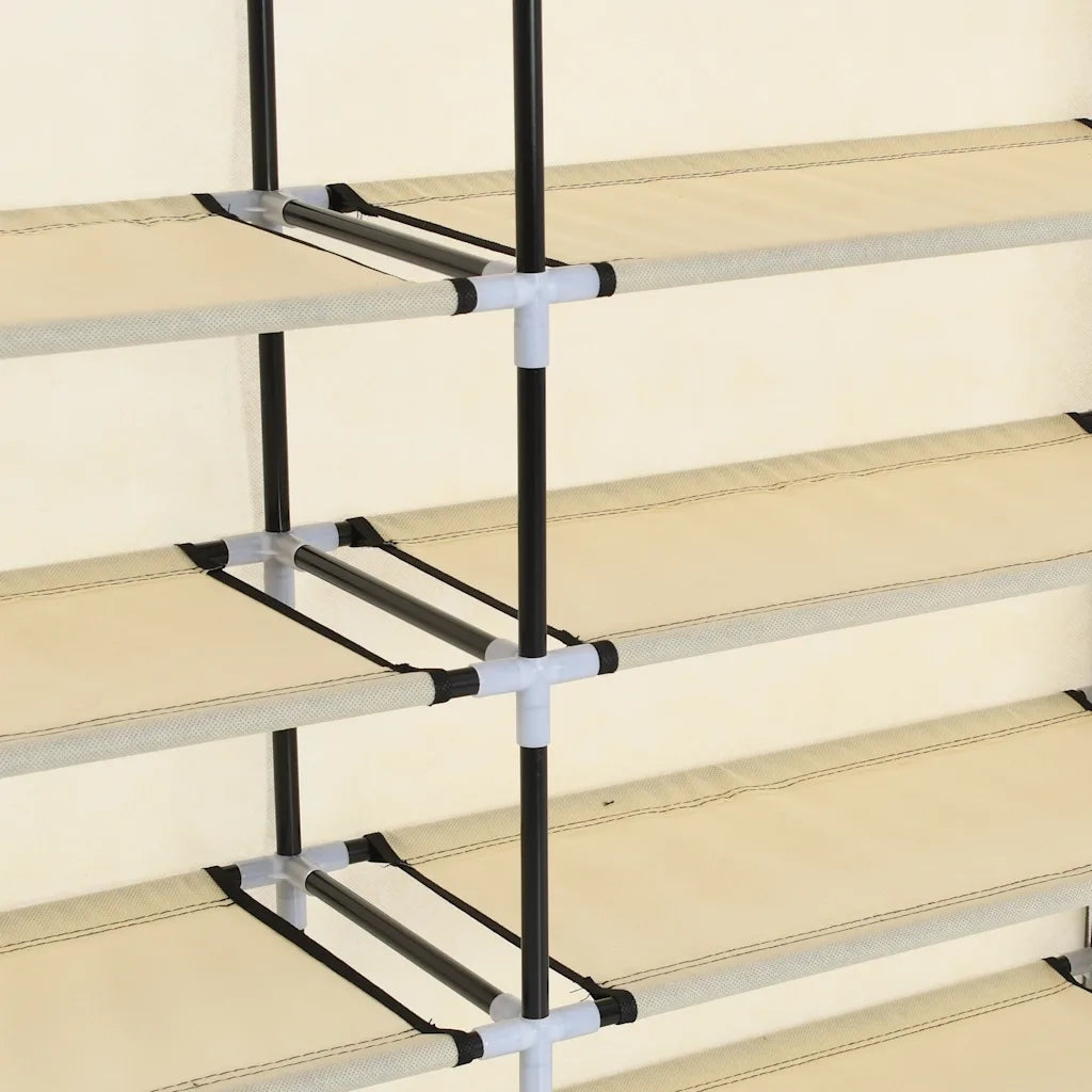 Scarpiera Coperta-Scaffale per scarpe Crema 115x28x110 cm in Tessuto