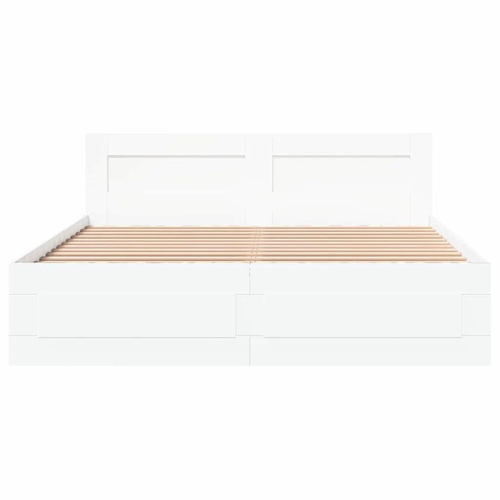 Struttura del letto 2 pcs-Giroletto-Rete del Letto Bianco 150 x 200 cm Legno multistrato