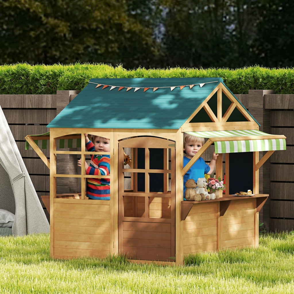 Casetta per Bambini in Legno di Abete ¨C zephmum ¨C Marrone e Blu 173x117x144