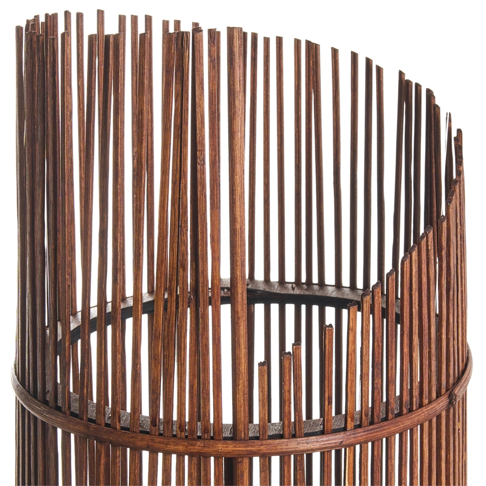 Lanterna a candela in legno di bambù marrone, 49 cm, con portacandela in vetro, stile boho, per interni ed esterni