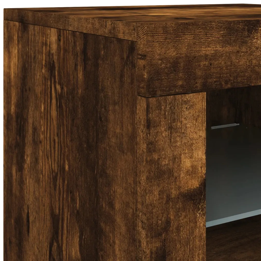 Credenza con Luci LED Rovere Fumo 181,5x37x67 cm 3209006