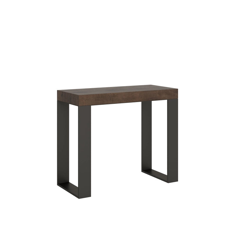 Consolle allungabile 90x40/196 cm Tecno Small Premium telaio Antracite - Noce