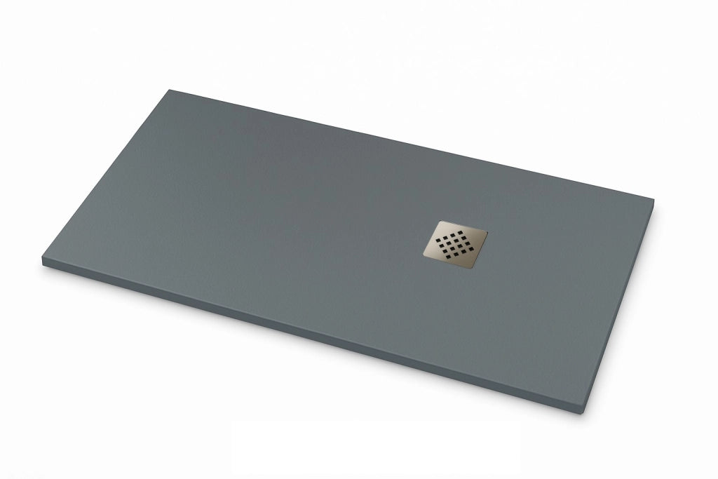 Piatto doccia Ardesia extra piatto 75X75 cm colore Grigio cemento RAL 7005 griglia in Acciaio