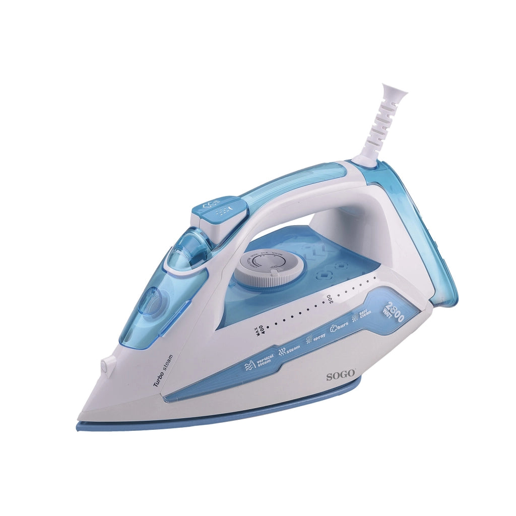 Ferro da stiro a vapore con caldaia 2800W, serbatoio 300ml, piastra ceramica anticalcare, stiratura verticale - SOGO