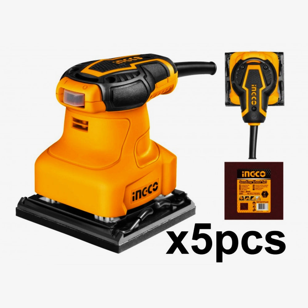 Levigatrice palmare a filo 240 w 5 fogli carta abrasiva + spazzole ricambio