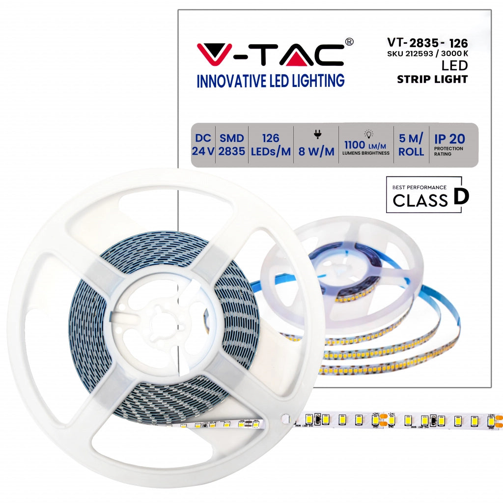 Strip LED SMD2835 - 126 LED 24V IP20 3000K 137LM/W
