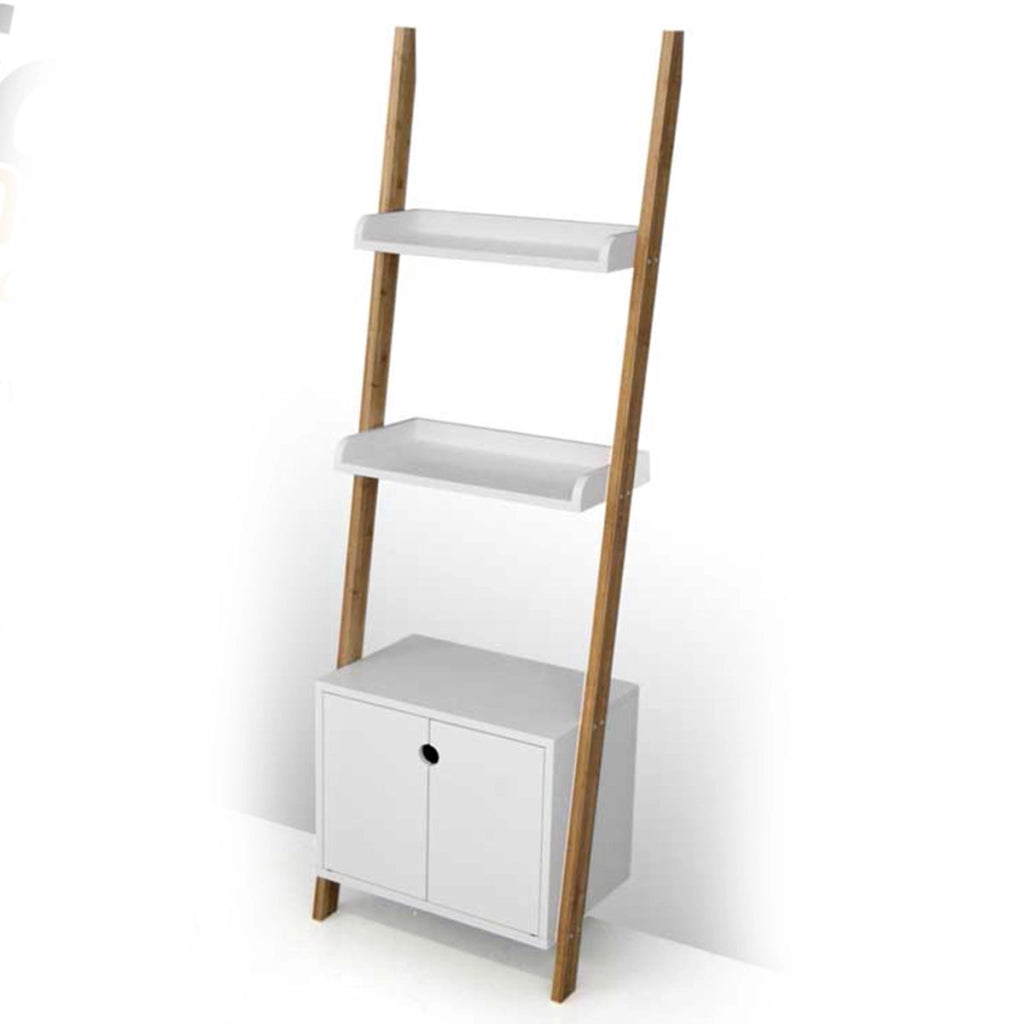 SCAFFALE A PARETE CON 2 RIPIANI E ANTA 50 X 30 X 150 CM BICOLOR