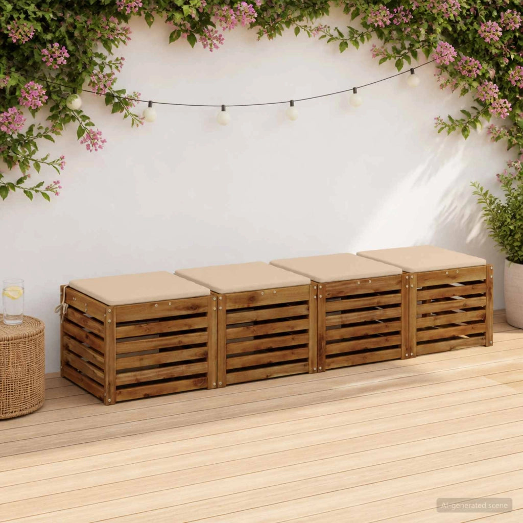 Cuscini per Sedia in 4 Pezzi SOEST 4 pz 100% Poliestere Crema 944509