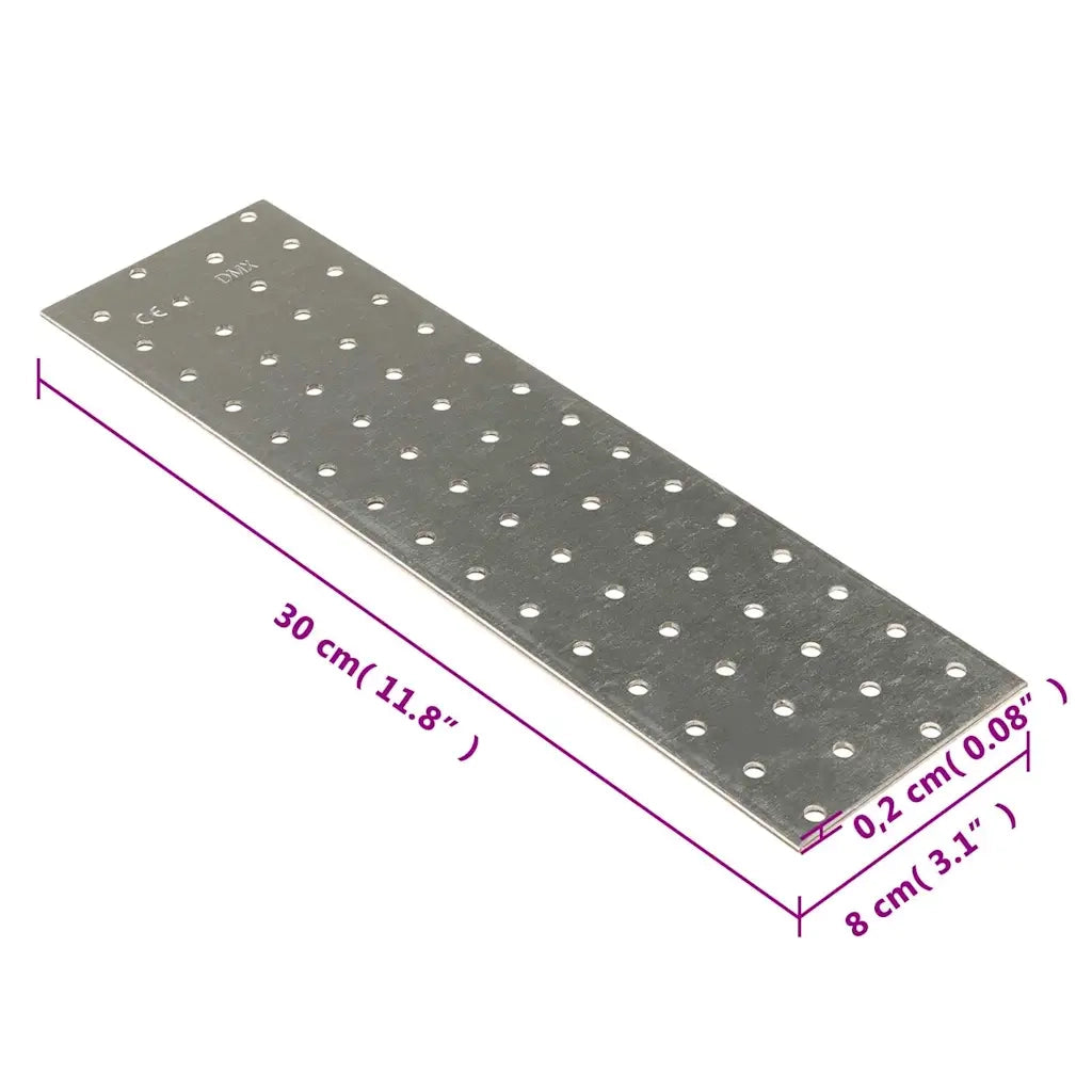 Piastre Forate 20 pz 2 mm 300x80 mm Acciaio Zincato 155542
