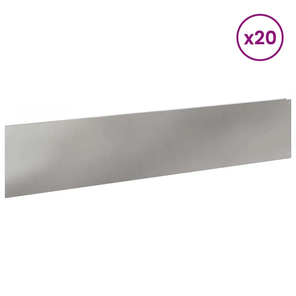 Bordura per Prato 20 pz 100 x 22 cm Acciaio Argento 8008863