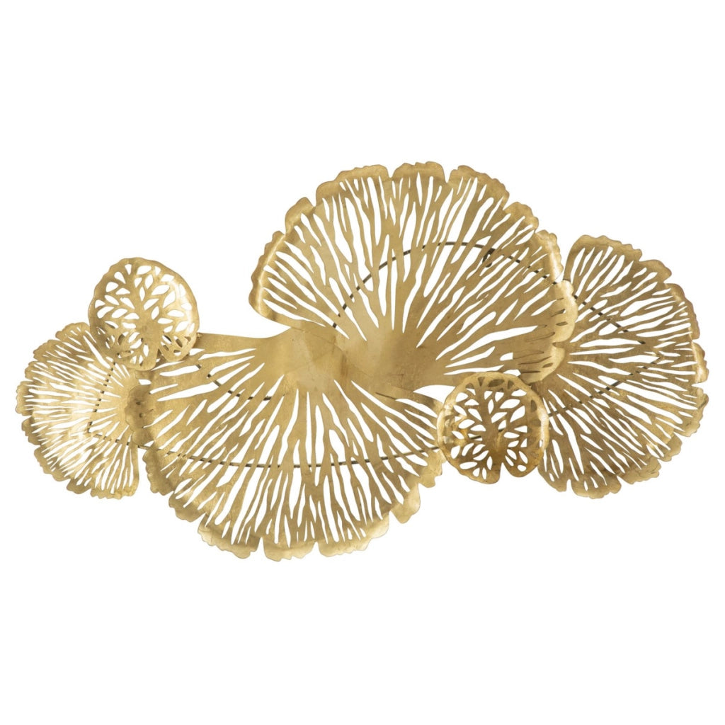 Decorazione in Metallo 3D Foglia 21, Oro, Metallo, 115x5x64 cm