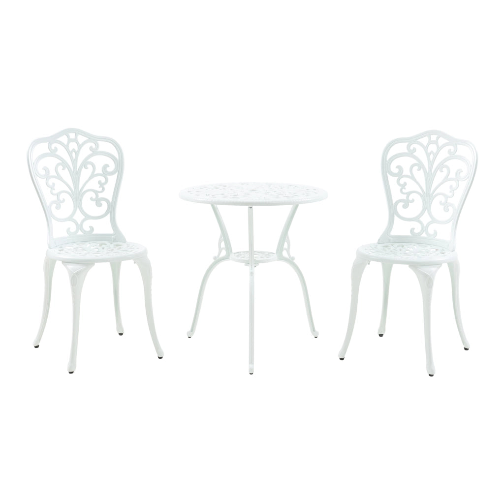 Set da Bistrot Lupsam Tavolo Rotondo e 2 Sedie in Alluminio - Bianco casa.pro