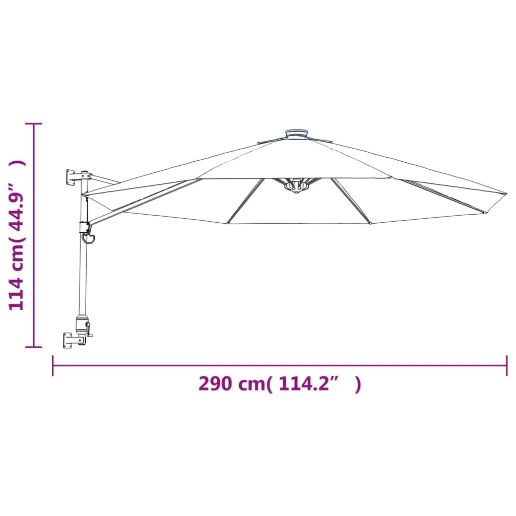 Ombrellone da esterno a parete con LED 290 cm giallo 02_0008679