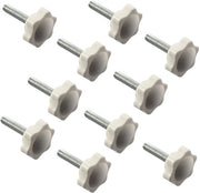 Manubrio a Mano - 10 Pezzi - M10x30 - Plastica Bianca - Forma Esagonale - 38 Mm - Manubrio di Mano