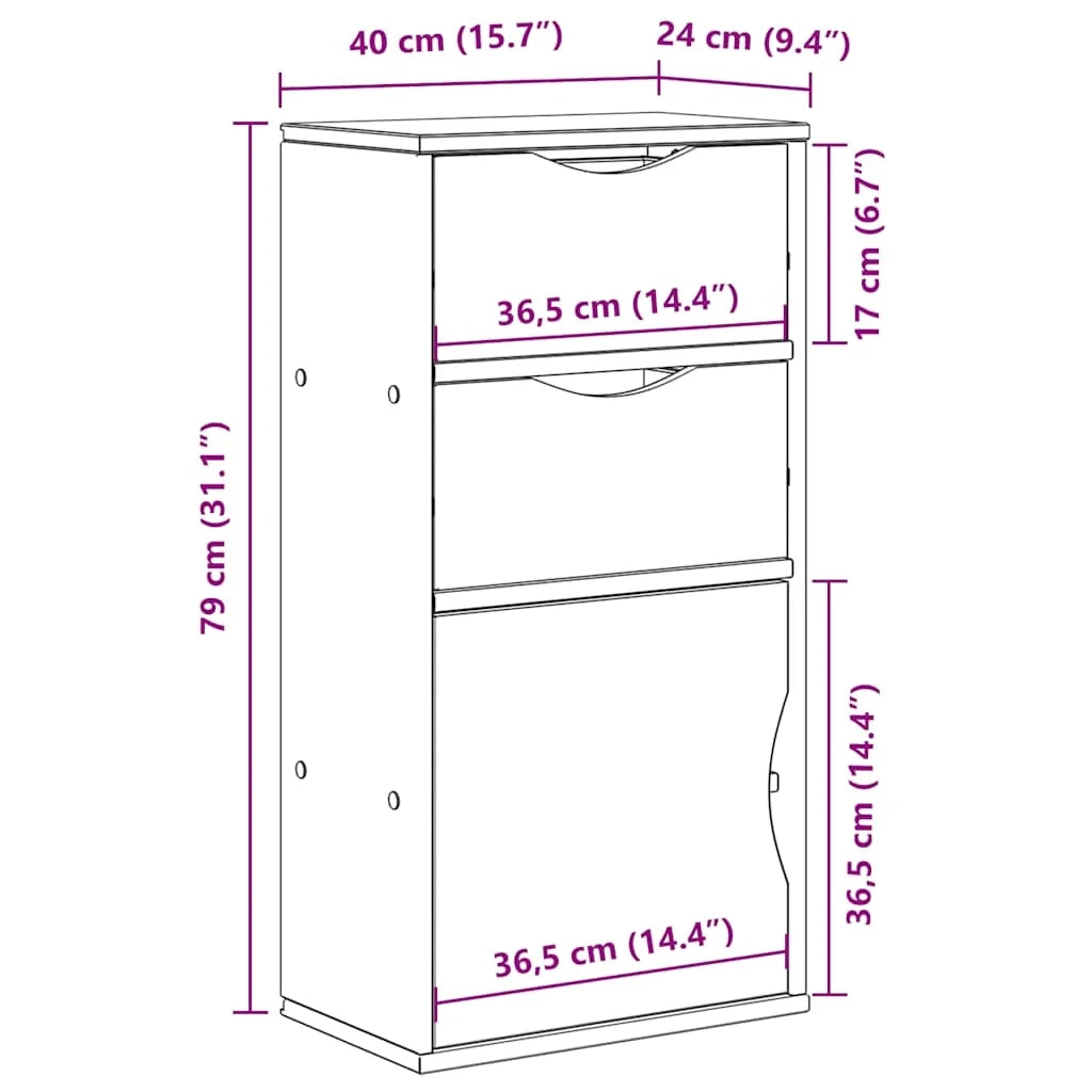 Mobiletto laterale classico dal fascino rustico con cassetti 40 x 24 x 79 cm pino massello finitura miele 02_0058044