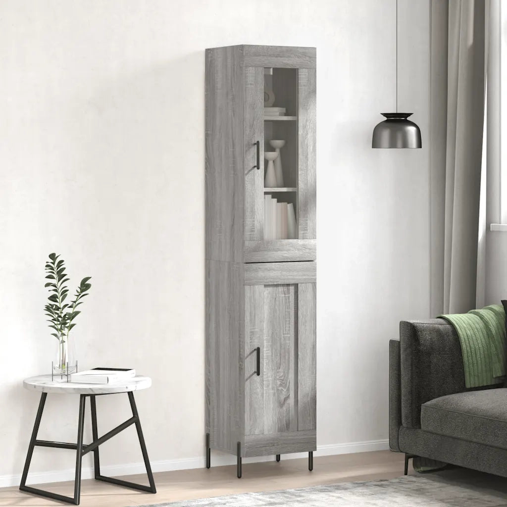 Credenza | Madia | Buffet da pranzo | Armadio da pranzo Grigio Sonoma 34,5x34x180 cm in Legno Multistrato