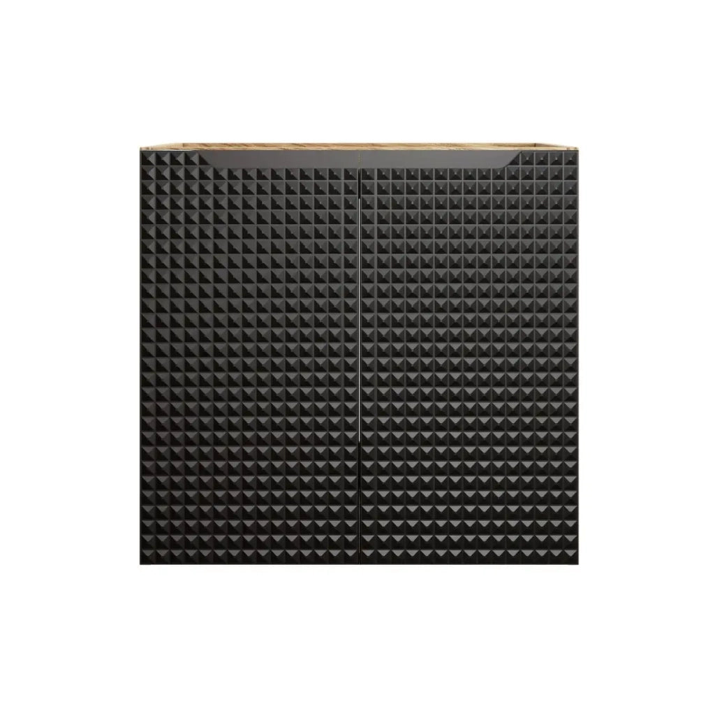 Mobile sottolavabo VELNIA – 2 cassetti – 60 cm – Colori rovere chiaro e nero – Da appendere