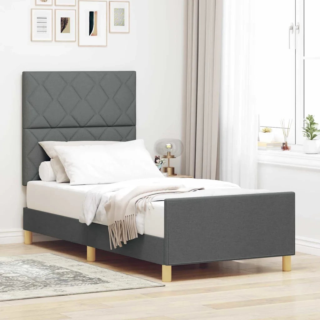 Struttura del letto Grigio scuro 90 x 190 cm Tessuto 3344768