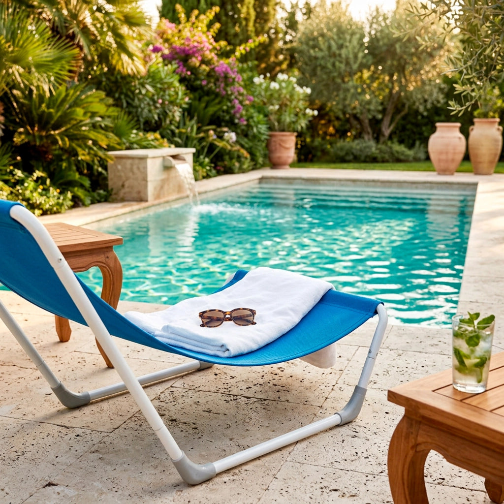 Sedia Sdraio Pieghevole Ergonomica Con Struttura In Acciaio Poliestere Impermeabile Sacca Con Tracolla Per Relax Outdoor Spiaggia Piscina Campeggio Giardino 95 x 60 x 40 Cm Blu
