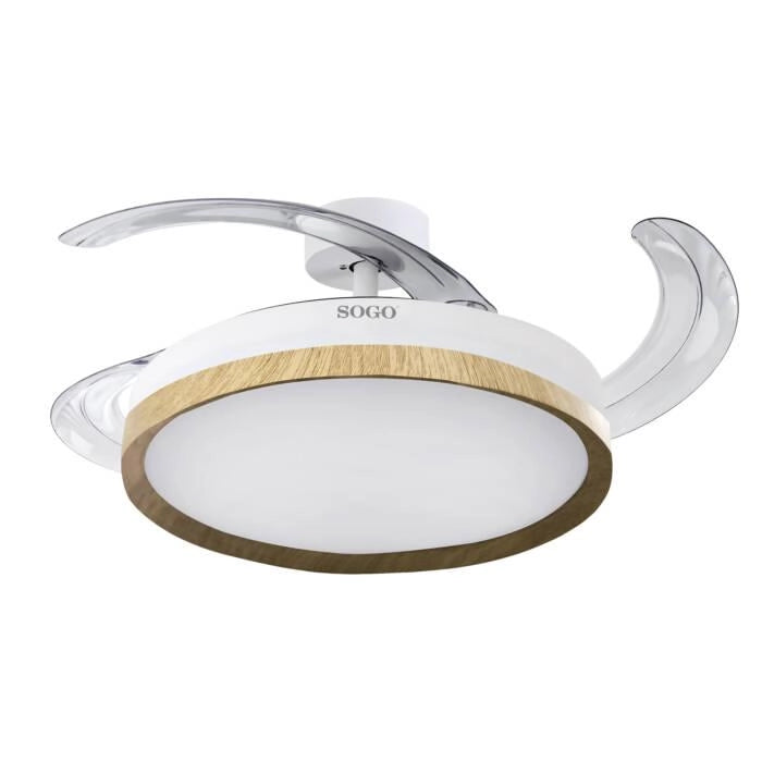 Ventilatore da soffitto 105cm con pale retrattili, motore DC 30W, 6 velocità, luce LED 40W, telecomando - SOGO