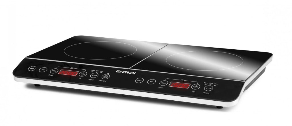 G3 ferrari g10047 piastra ad induzione doppia "hi-tech chef", 3500w, display digitale, comandi soft-touch, vetro temperato, grandi area di cottura, 60.3 x 36.3 x 6,5 cm