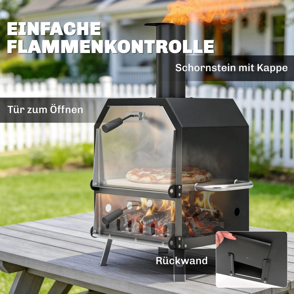 Forno per Pizza Legna 2 Livelli ¨C zephmum ¨C Acciaio Inox con Pietra Refrattaria