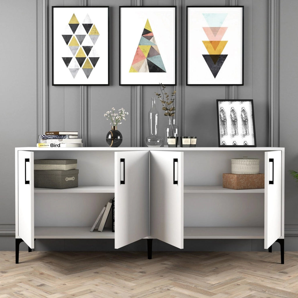 Madia Pollein, Credenza 2 Ripiani, 180x35x78h cm Bianco