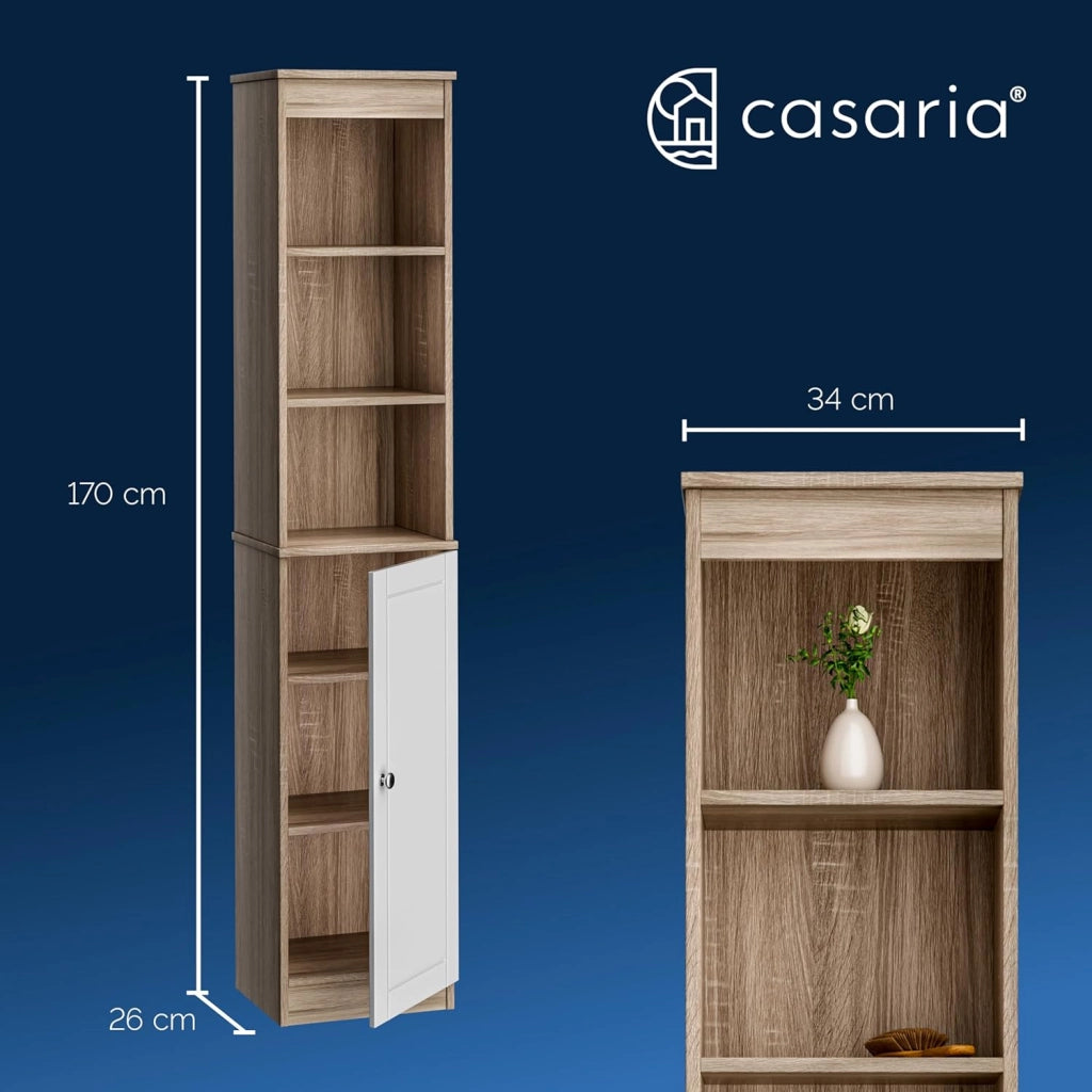 Casaria® Mobile Alto Bagno 6 Ripiani 170x34x26cm Armadio Salvaspazio Mobiletto Asciugamani Mobili a Colonna Arredo Bagno Mobiletti Salvaspazio