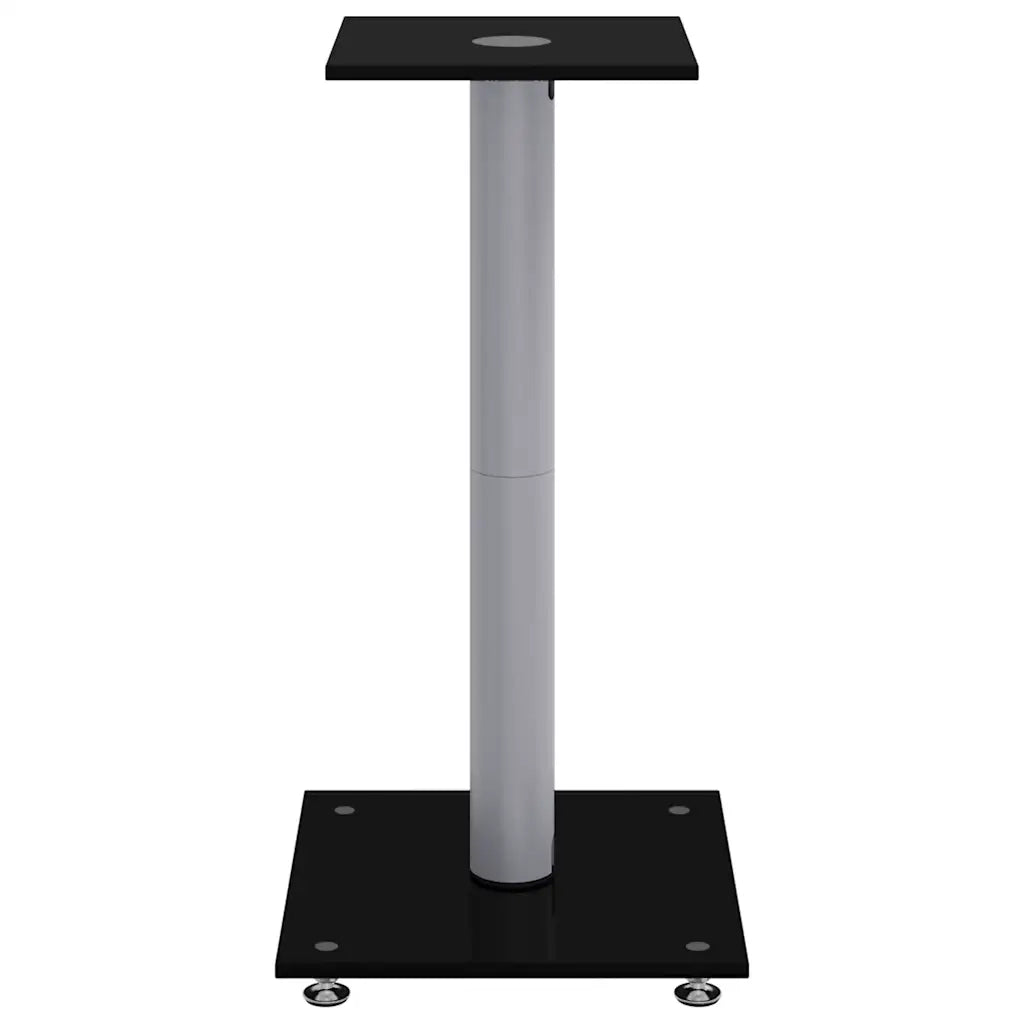 Pedane Casse 2pz Nero Argento Vetro Temperato Design 1 Pilastro 51810
