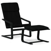 Poltrona Relax | Sedia Relax con Poggiapiedi Nera in Tessuto