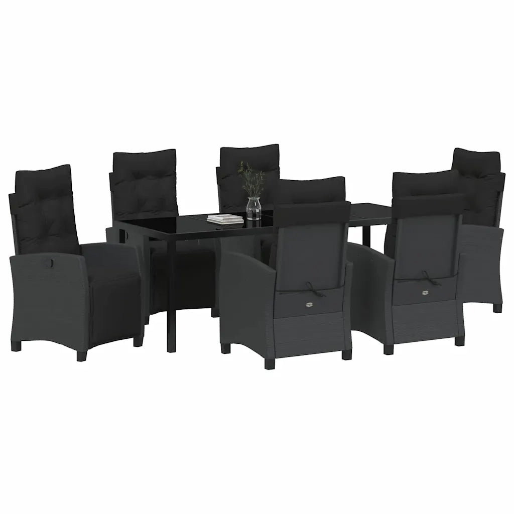 Set da Pranzo per Giardino con cuscino 7 pcs Nero polyrattan 3380426