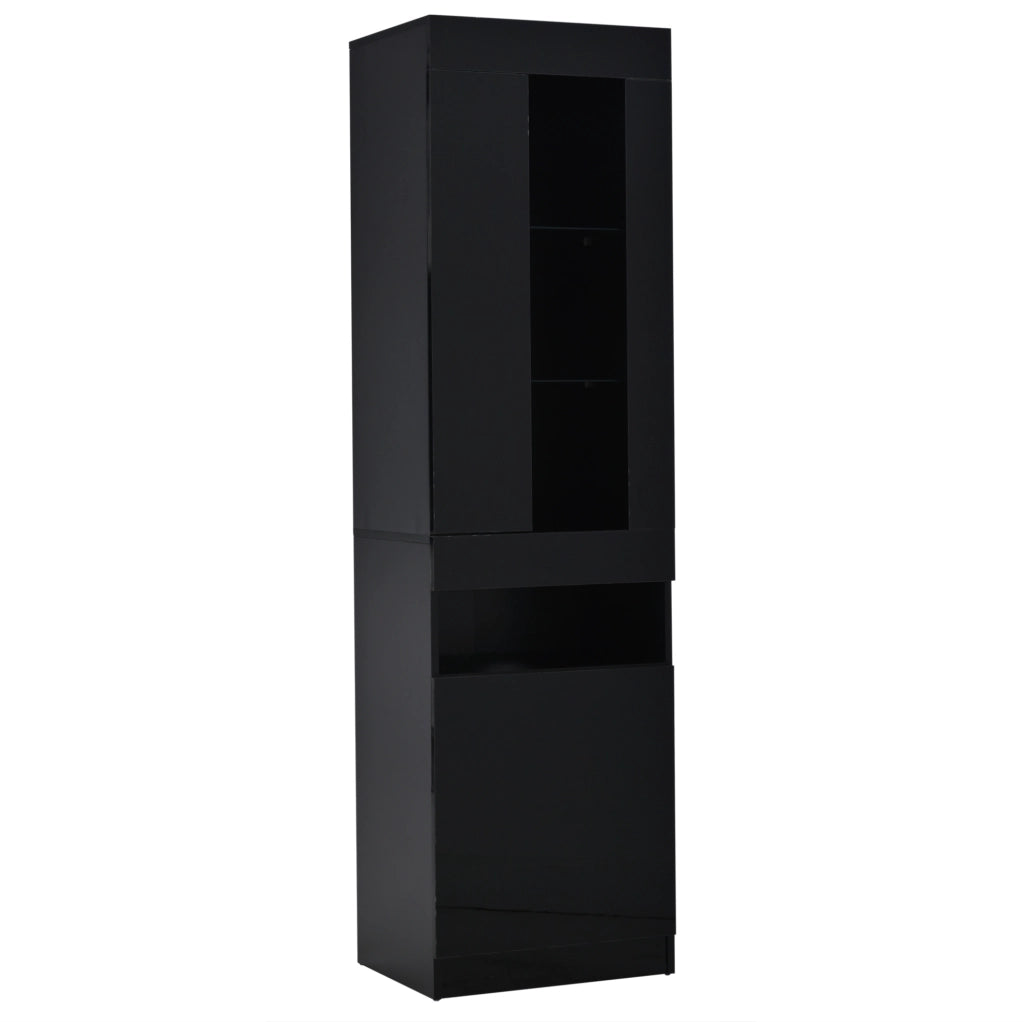 Vetrina moderna con LED USB 50 x 40 x 180 cm; in pannello truciolare nero