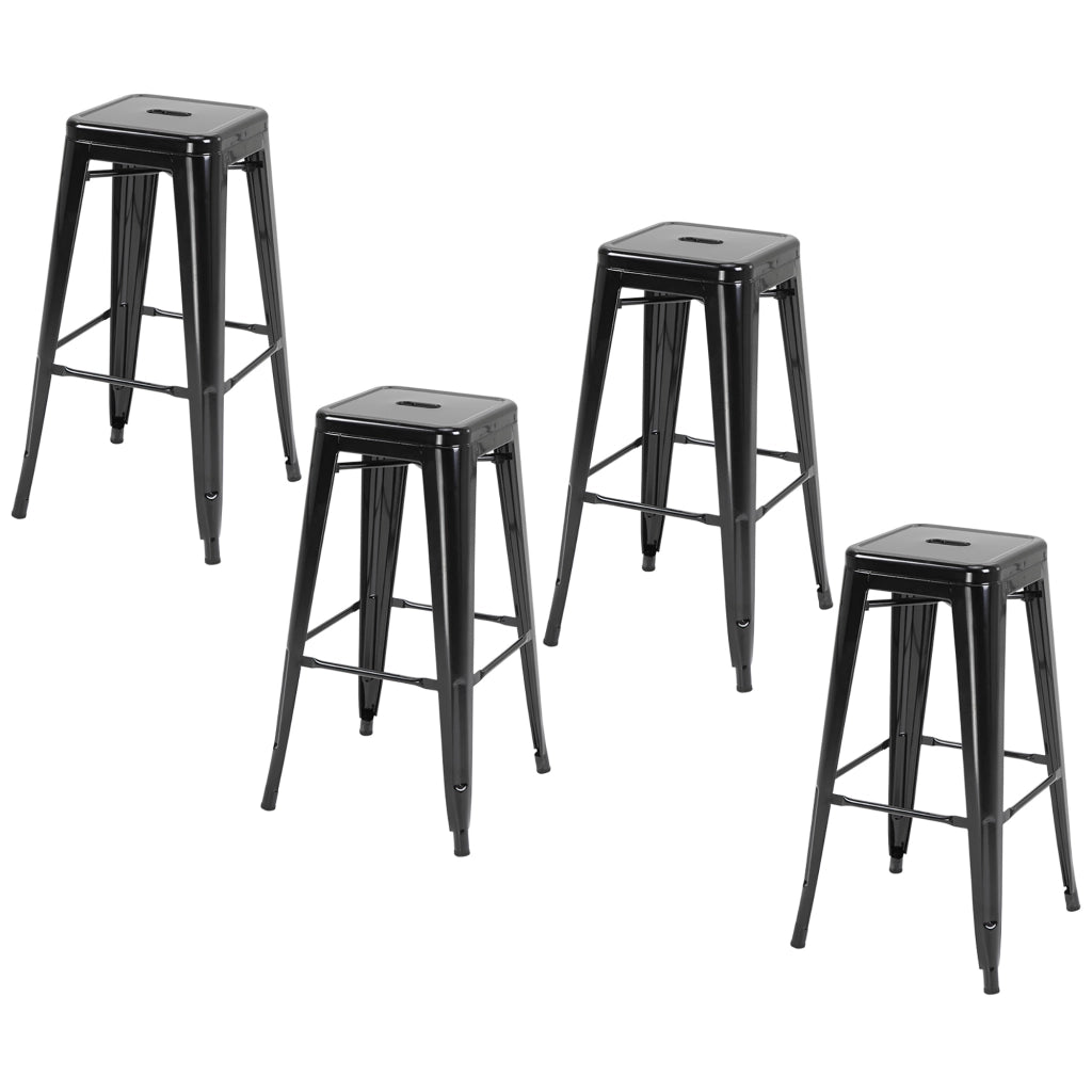 Set 4 Sgabelli da Bar ¨C zephmum ¨C Metallo, Nero, 43x43x76 cm