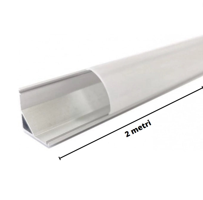 Profilo in alluminio per striscia led angolare grigio 12mm 2m