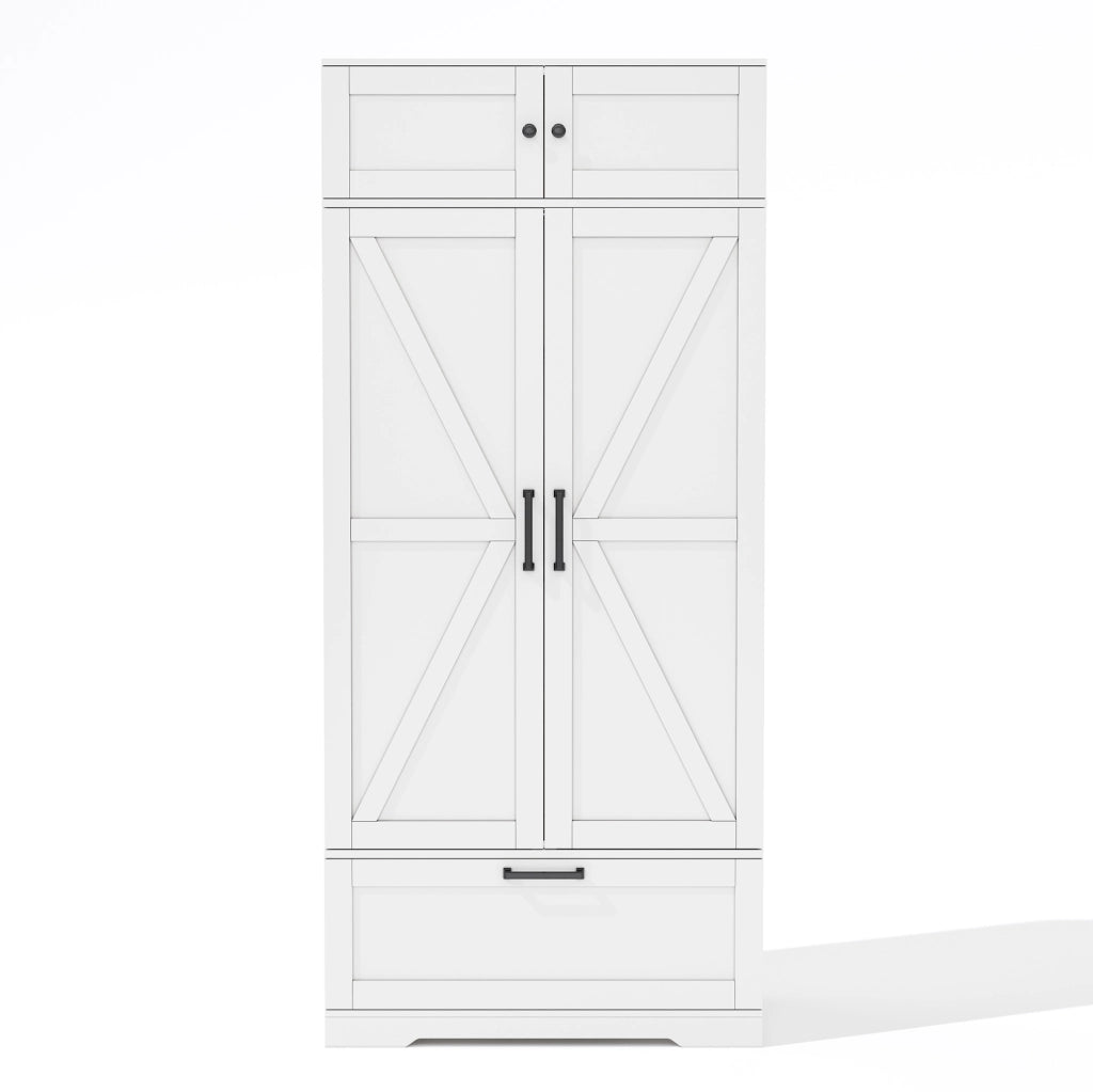 Credenza da cucina 80x40x180 cm con 1 cassetto; 7 vani portabottiglie e ripiani regolabili in MDF bianco
