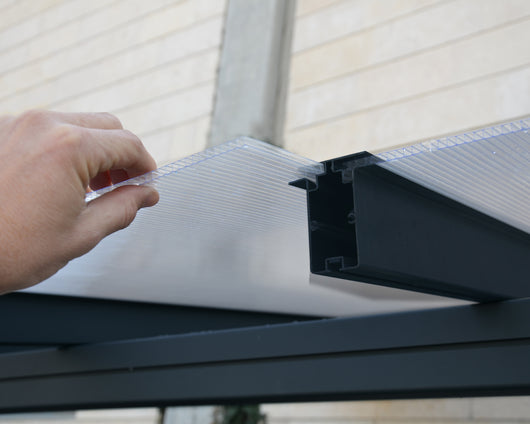 Pergola Sierra Addossata in Alluminio  2.3X6.7 m Grigio