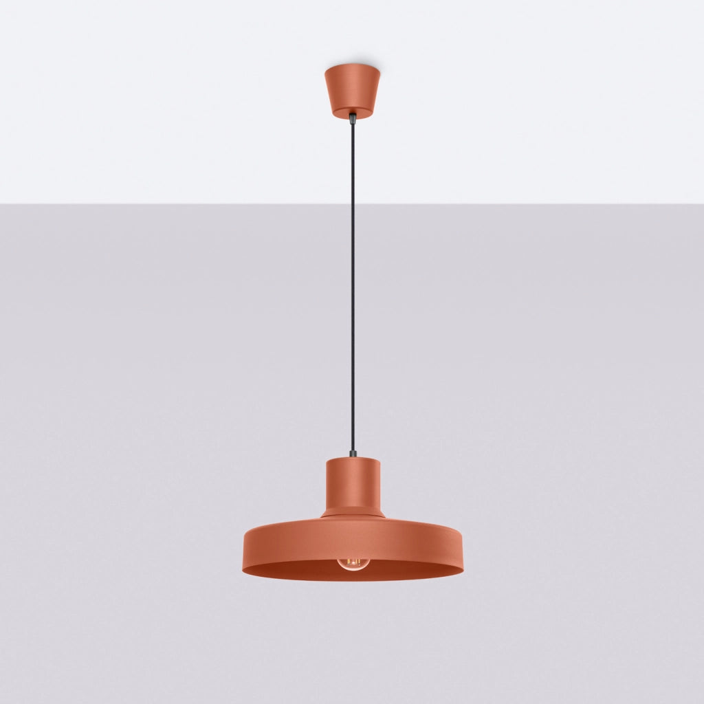 Lampada a sospensione BILO Crimson in acciaio rosso ocra E27 15W moderna rotonda
