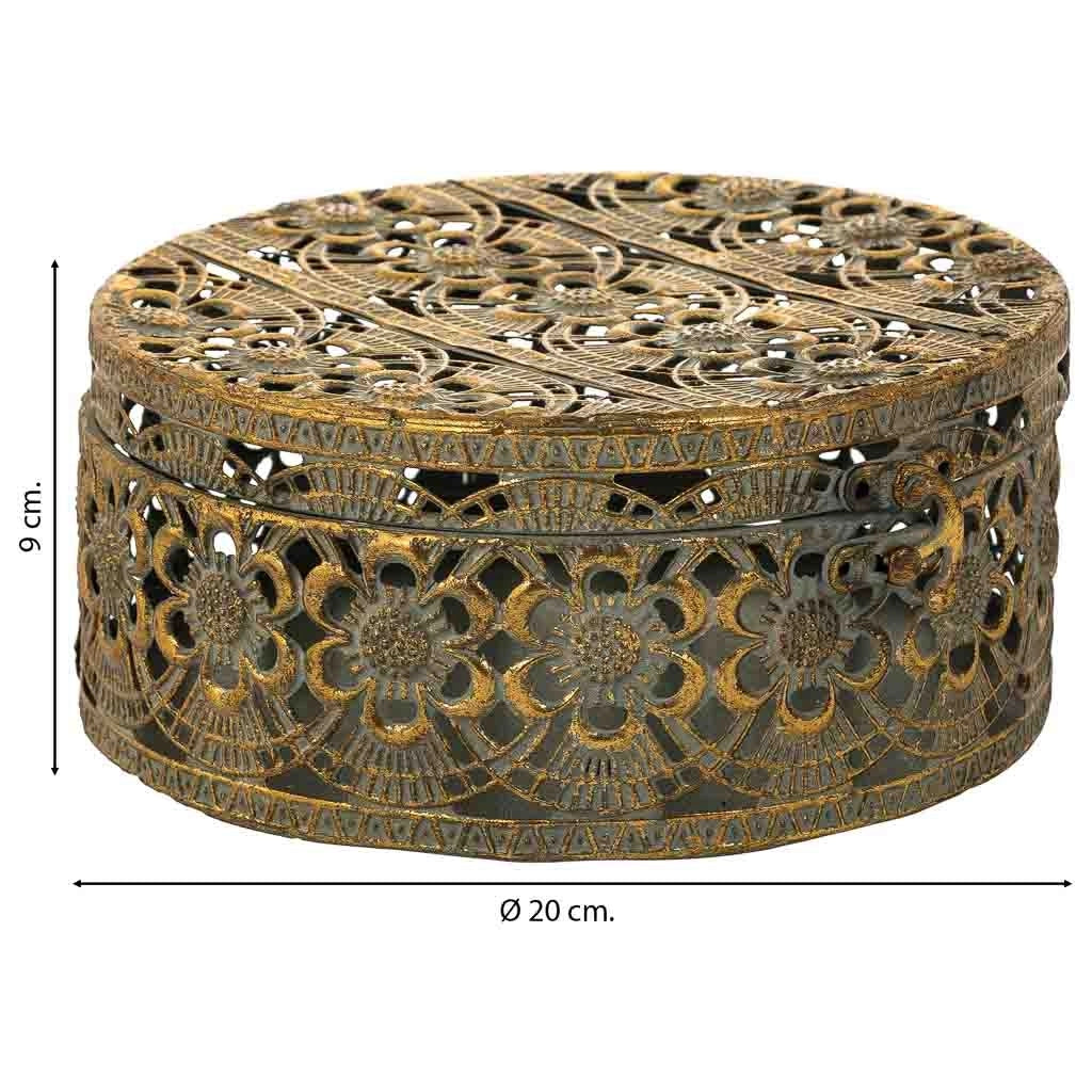 Portagioie in metallo dorato 20x20x9h