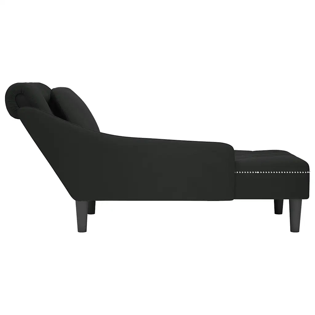 Sdraio con Cuscino e Bracciolo Destro in Velluto Nero CFW4851235