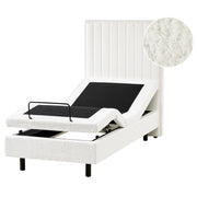 Letto singolo Tessuto bianco sporco regolabile Elettricamente con Telecomando 80 x 200 cm camera da letto cameretta