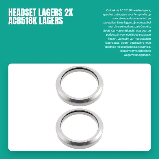 Cassette Lagers - 2x ACB518K - Prestazioni Elevate - 40x51.5mm - Adatto per Biciclette - Cervélo e Bianchi