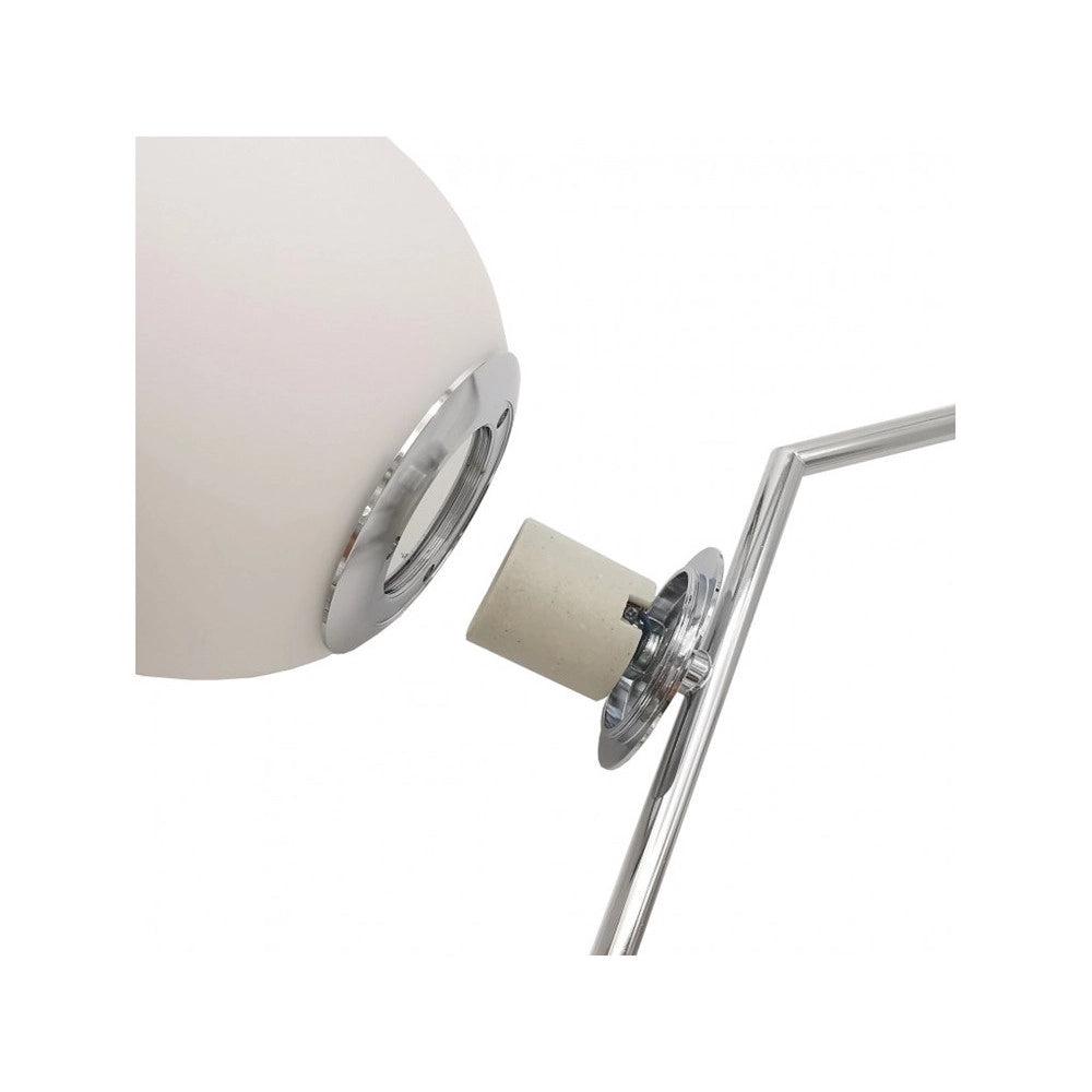 Trade Shop - Lampadario A Sospensione Attacco E27 Argento Con Sfera Vetro Moderno Minimal 33474 -