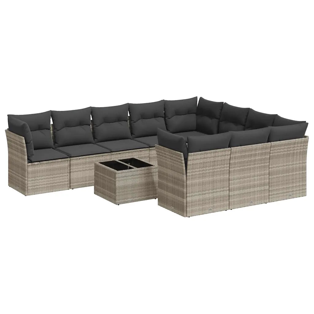 Set Divani da Giardino 11 pz con Cuscini in Polyrattan Grigio 3218232
