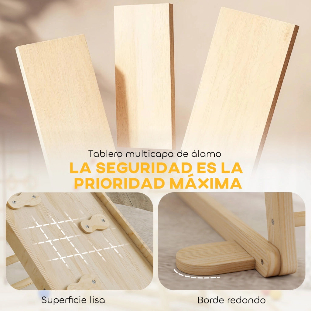 Struttura di arrampicata Montessori con scala e scivolo in legno ¨C zephmum ¨C naturale
