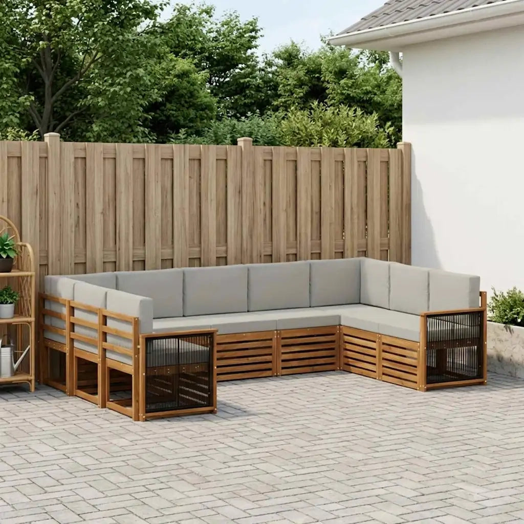Set divano sezionale con cuscino 7 pcs Naturale e Grigio Chiaro 3384832