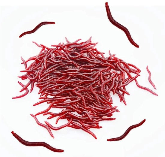 Lombrico Artificiale per Pesci - Attraente - Colore Rosso Scuro - Biodegradabile - Per Pesci di Acqua Salata e Dolce